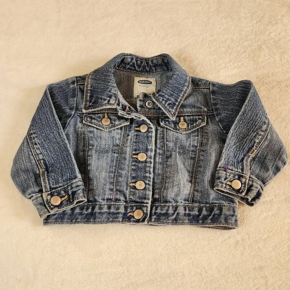 Old Navy Denim Jacket Upcycled Johnny Cash Kids Size 12-18 Months